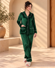 Pyjama velours boutonné