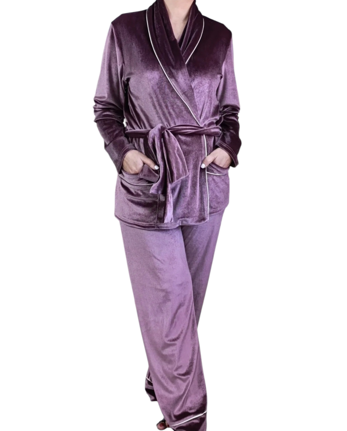 Pyjama velour avec ceinture