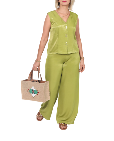 Set satiné viscose sans manche
